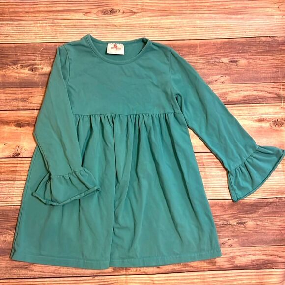 Ruffle Girl Size 10 Blue Turquoise Long Shirt with Bell Sleeves - Picture 1 of 2